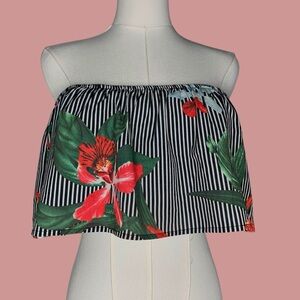 Haute Rogue Floral Cropped Tube Top Strapless
